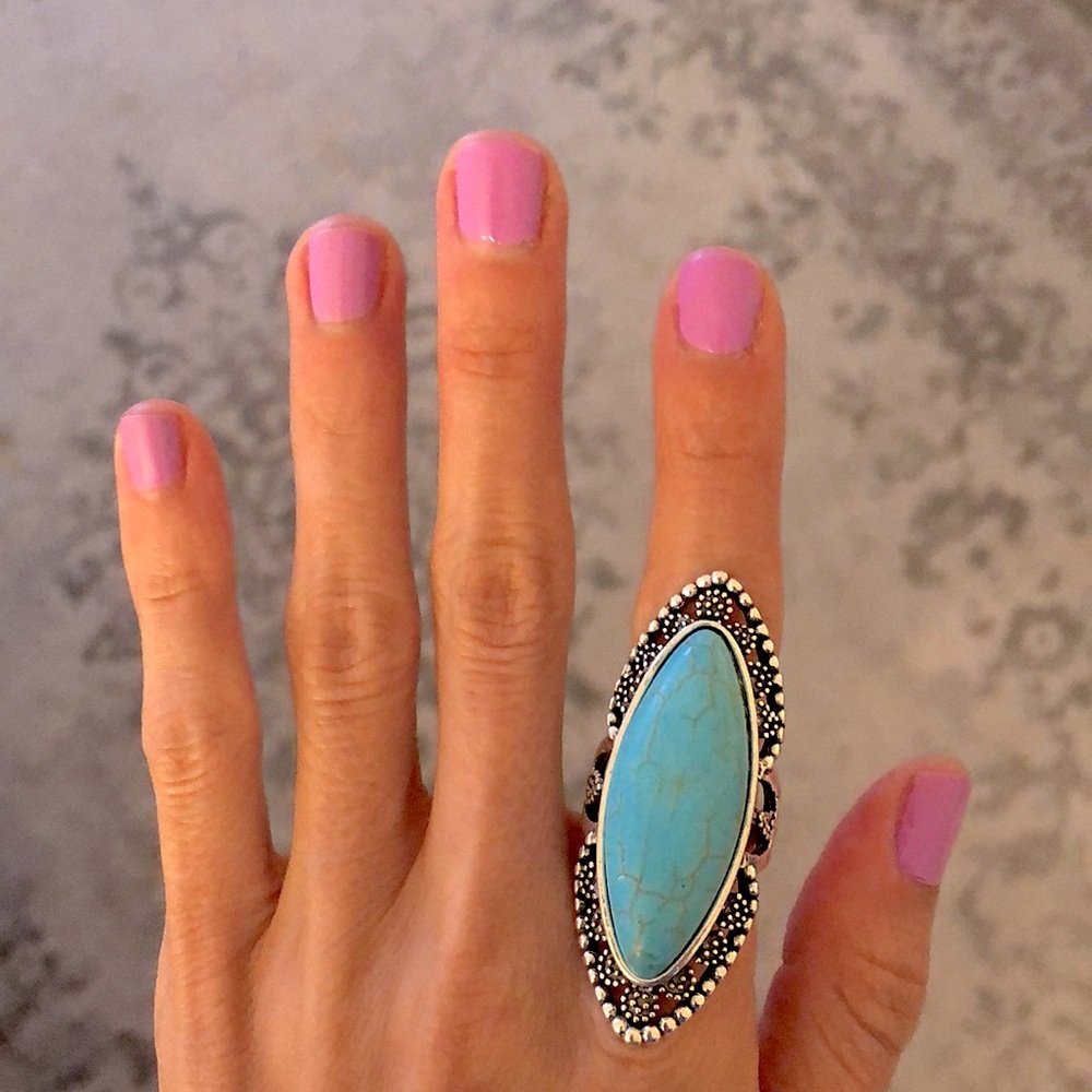 Turquoise Boho Statement Ring - image 1